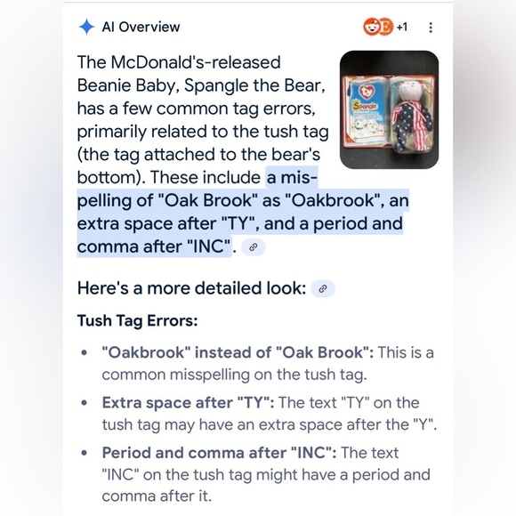 RETIRED TY Spangle the Bear International BearsII McDonalds 1999 Tag Errors NIB - Picture 5 of 9